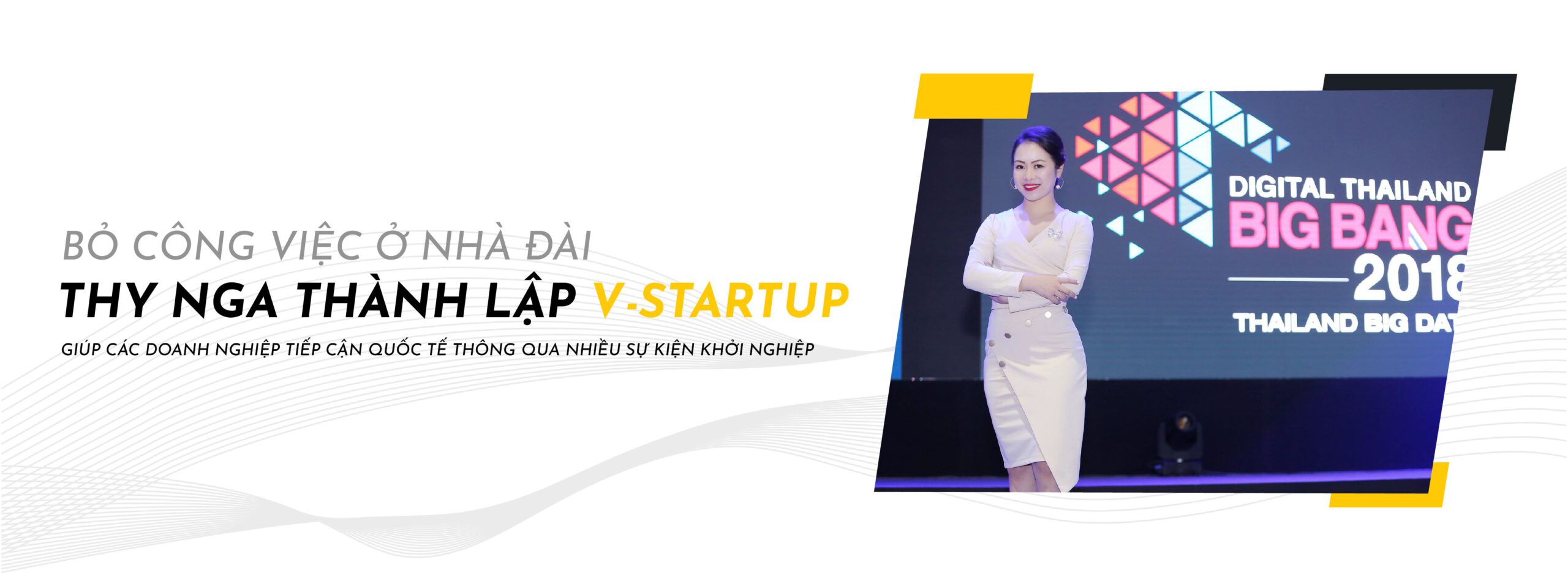 Thy Nga trong một sự kiện khởi nghiệp tại Thái Lan V-Startup tham gia điều phối.